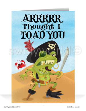 Frog Pirate Humorous Business "Thank You" Cards for Customers and Clients