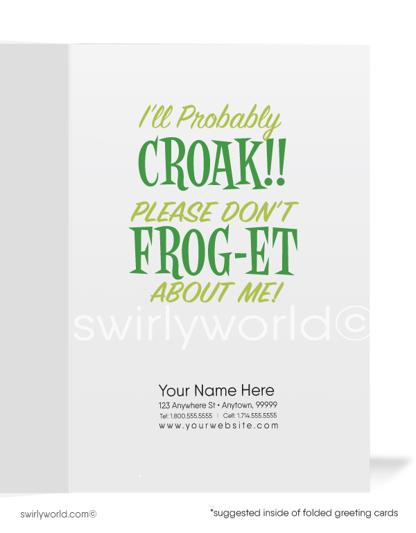 Funny Frog Sales Business Prospecting We Miss You Cards for Customers