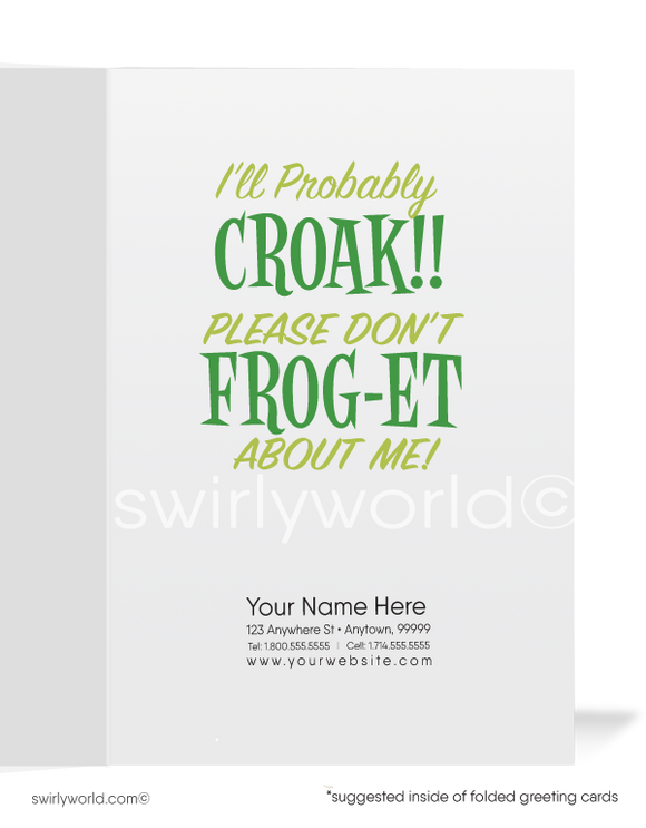 Funny Frog Sales Business Prospecting We Miss You Cards for Customers