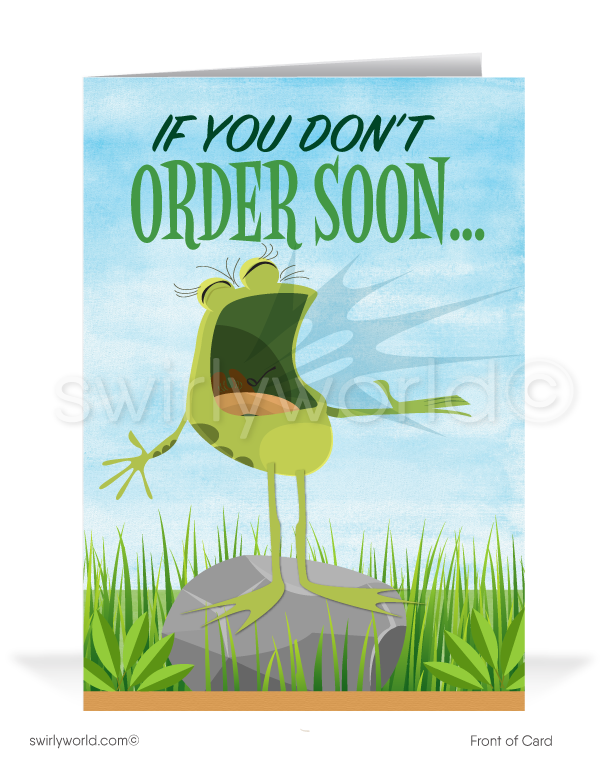 Funny Frog Sales Business Prospecting We Miss You Cards for Customers