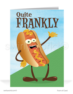 "Hot Dog Puns" Funny Customer Thank You Cards for Business