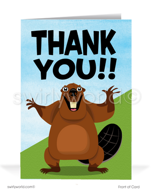 Humorous Beaver "Thank You For Giving a Damn" Thank You Cards for Customers
