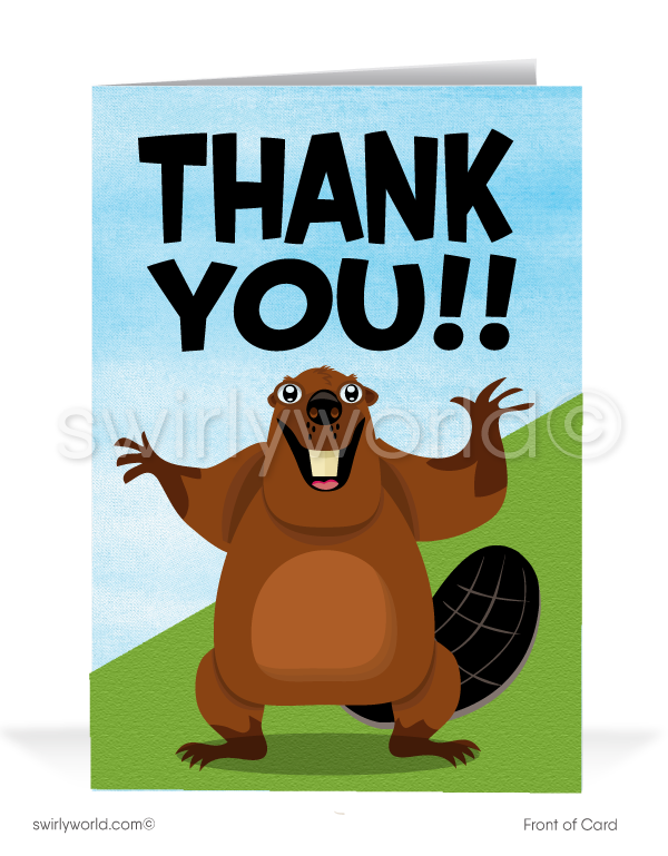 Humorous Beaver "Thank You For Giving a Damn" Thank You Cards for Customers