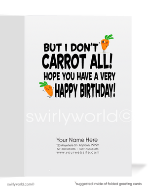 Funny Carrot Business Happy Birthday Cards for Customers