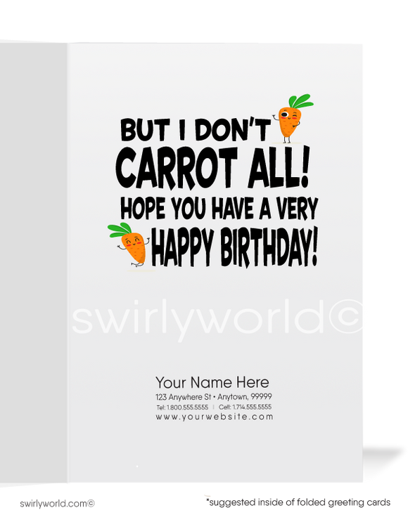 Funny Carrot Business Happy Birthday Cards for Customers