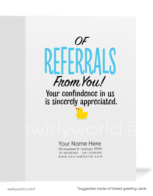 "A Shower of Referrals" Thank You Business Customer Greeting Cards