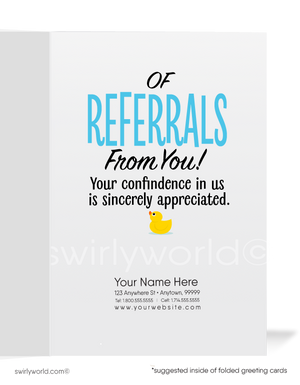"A Shower of Referrals" Thank You Business Customer Greeting Cards