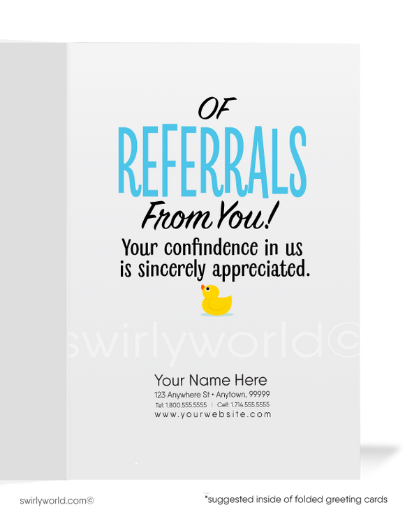"A Shower of Referrals" Thank You Business Customer Greeting Cards