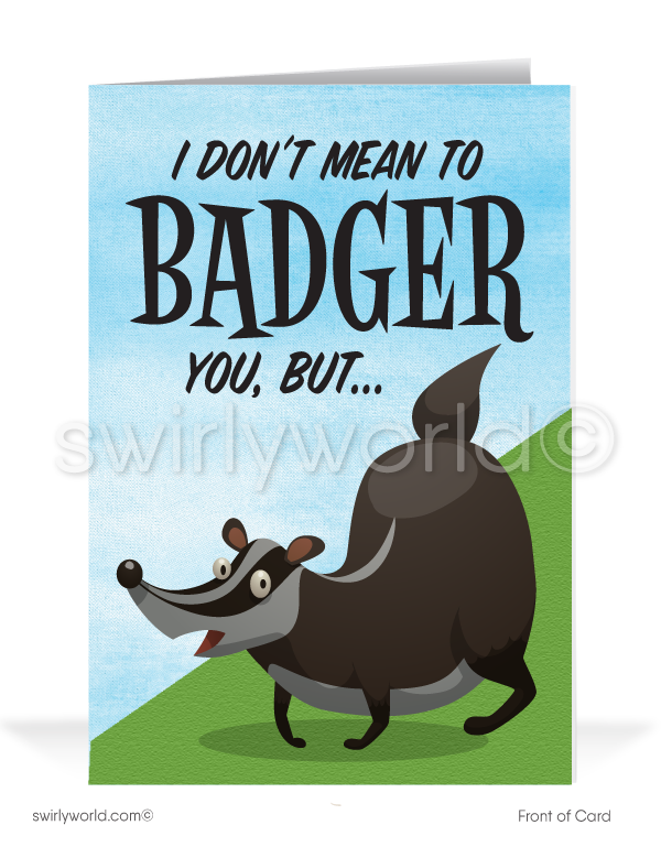 Funny Cartoon Badger Thank You For Your Referral Cards for Business