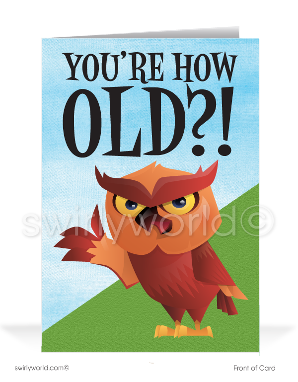 Humorous Owl Business Happy Birthday Cards for Customers