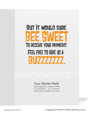 Cartoon Humorous Bumble Bee Don't Mean to BUG You for Payment Bill Collection Cards