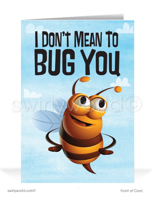Cartoon Humorous Bumble Bee Don't Mean to BUG You for Payment Bill Collection Cards