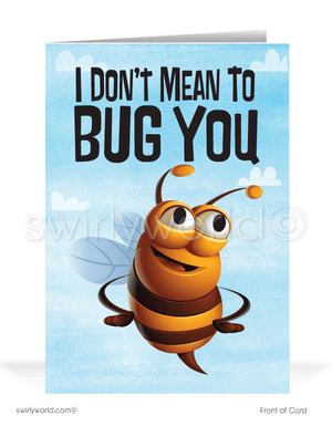 Cartoon Humorous Bumble Bee Don't Mean to BUG You for Payment Bill Collection Cards