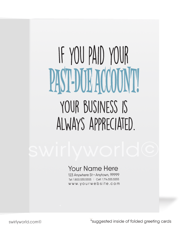 Cartoon Humorous Funny Otter Pun Past-Due Bill Collection Greeting Cards