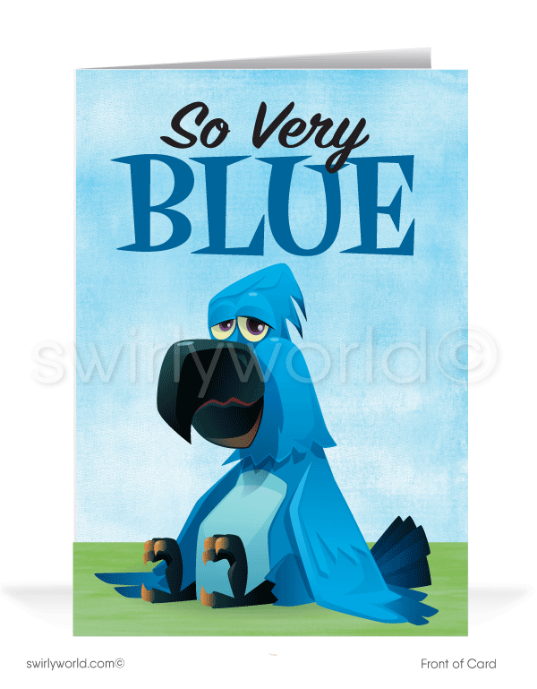 Blue bird. Funny humorous ice-breaking get payments on past-due bill collection accounts.