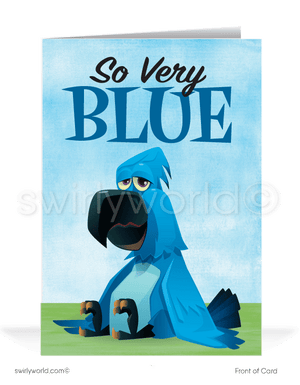 Blue bird. Funny humorous ice-breaking get payments on past-due bill collection accounts.