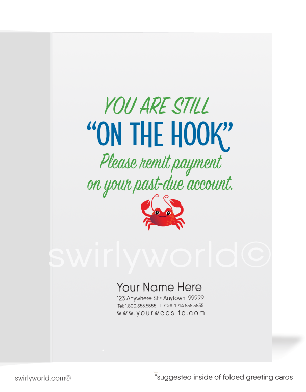 Funny Fish on Hook Pun Please Pay Your Past-Due Invoice Bill Collection Cards.