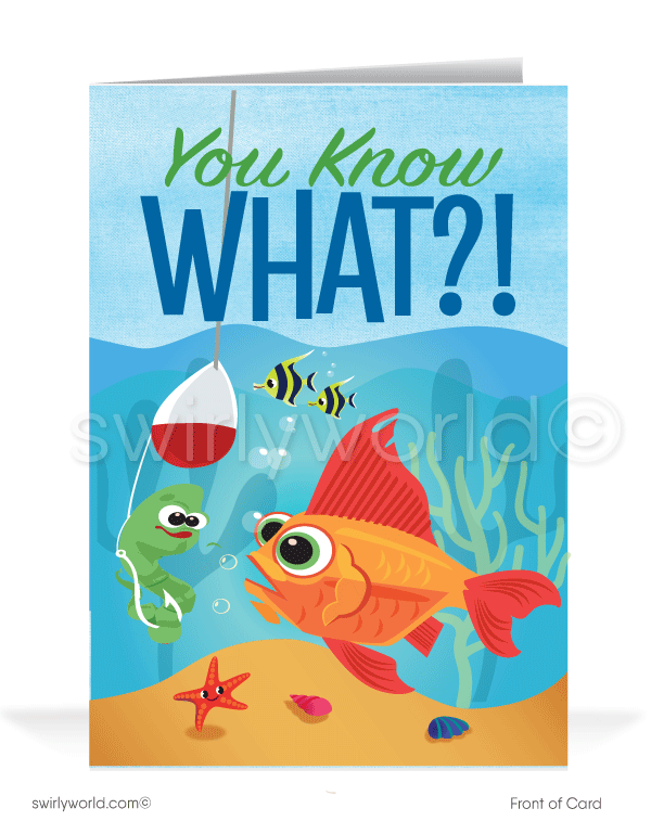 Funny Fish on Hook Pun Please Pay Your Past-Due Invoice Bill Collection Cards.