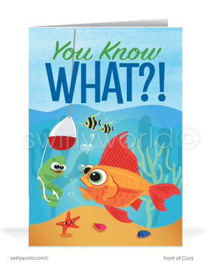 Funny Fish on Hook Pun Please Pay Your Past-Due Invoice Bill Collection Cards.