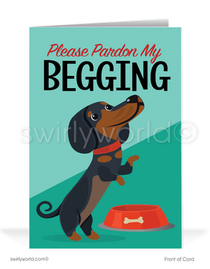 Weiner dog Funny humorous get past-due receivables paid with Cartoon Collection Cards.