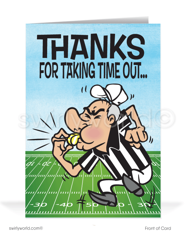 Sports Football Referee Time-Out Past-Due Bill Collection Greeting Cards.