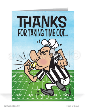 Sports Football Referee Time-Out Past-Due Bill Collection Greeting Cards.