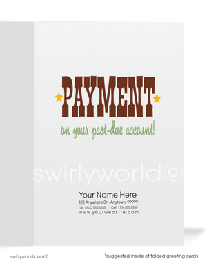 Cartoon Funny Cowboy "Ask for Payment on Past-Due Accounts" Bill Collection Cards