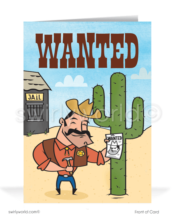 Cartoon Funny Cowboy "Ask for Payment on Past-Due Accounts" Bill Collection Cards