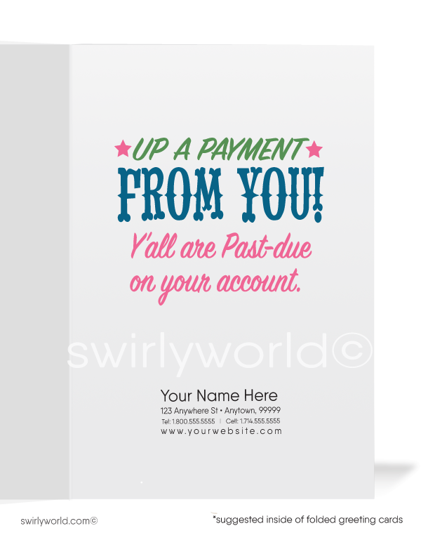 Cute Cowgirl Lasso Up A Payment From You Bill Collection Cartoon Greeting Cards