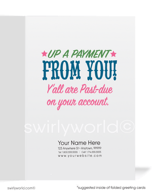 Cute Cowgirl Lasso Up A Payment From You Bill Collection Cartoon Greeting Cards