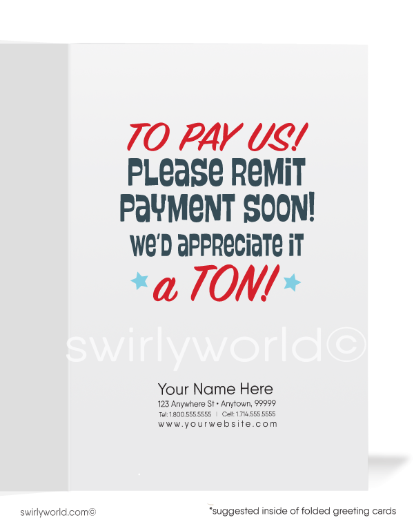 Funny Elephant Pun Please Don't Forget to Pay Your Past-Due Invoice. Bill Collection customer greeting cards.