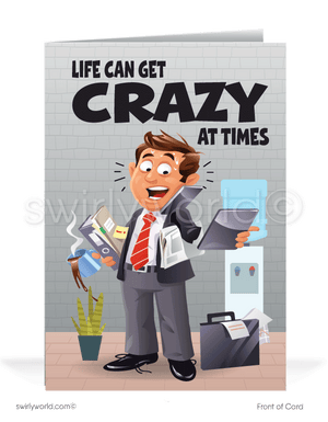 Humorous Funny Salesman Get Paid on Your Past-Due Accounts Bill Collection Greeting Cards