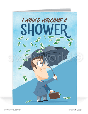 unny Humorous Salesman Get Paid on Past-Due Bill Collection Greeting Cards.