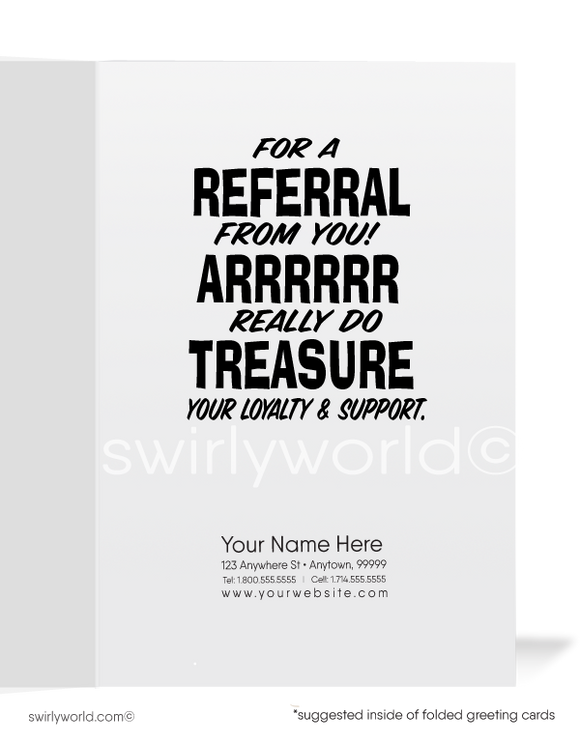 Funny Humorous Pirate Thank You For Your Referral Cards for Business