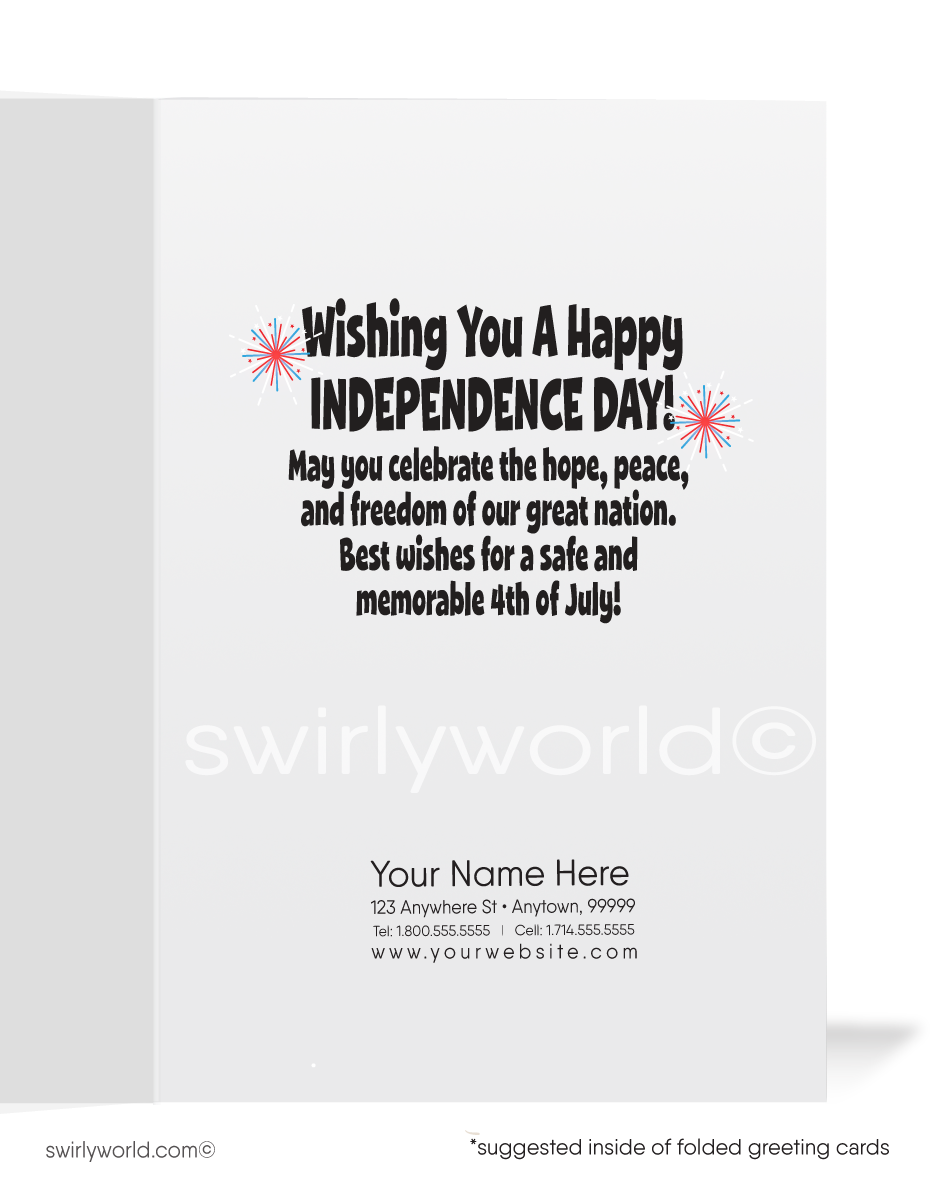 Humorous Patriotic Uncle Sam Happy 4th of July Independence Day Greeting Cards