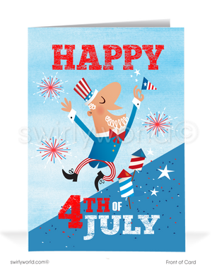 Humorous Patriotic Uncle Sam Happy 4th of July Independence Day Greeting Cards