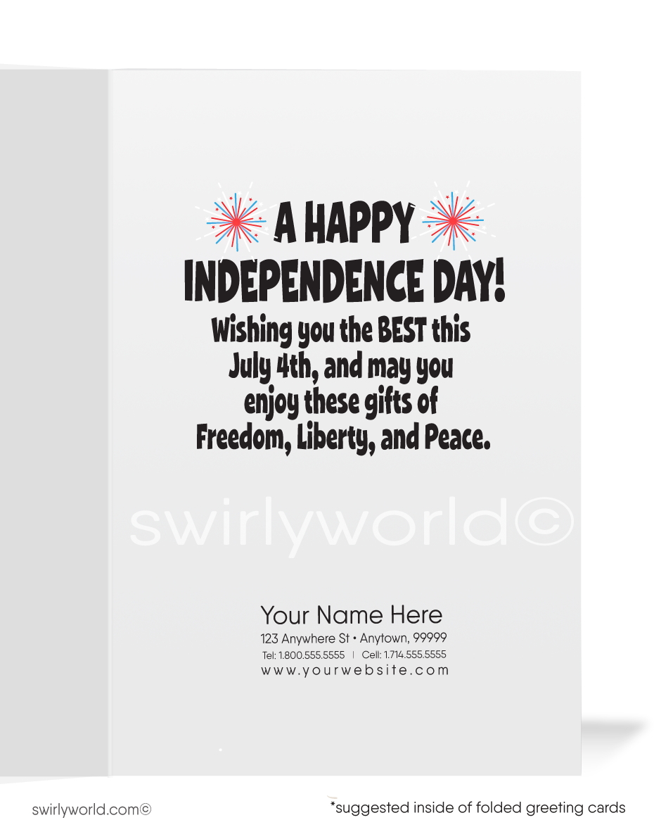 Uncle Sam Funny Cartoon Patriotic Happy 4th of July Independence Day Greeting Cards