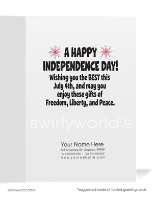 Uncle Sam Funny Cartoon Patriotic Happy 4th of July Independence Day Greeting Cards