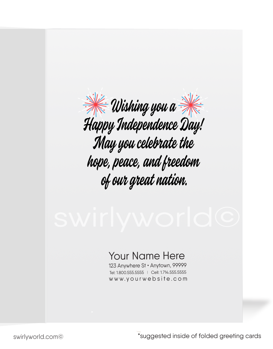 Patriotic Retro Pin-up Girl Waving American Flag 4th of July Independence Day Cards