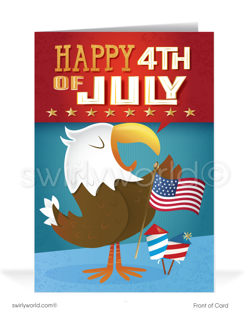 Patriotic American Bald Eagle Humorous Happy 4th of July Independence Day Cards