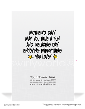 "Super Mom" Superhero Cartoon Character Business Mother's Day Cards for Clients