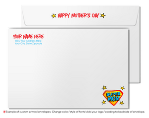 "Super Mom" Superhero Cartoon Character Business Mother's Day Cards for Clients