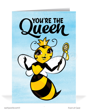 Salute the 'Queen Bee' moms with Swirly World's unique cartoon-style Mother’s Day cards. Perfect for businesses and individuals, personalize with your heartfelt message. Choose sleek flatcards or classic folded cards to deepen connections and honor cherished mothers with a distinctive, thoughtful gesture.