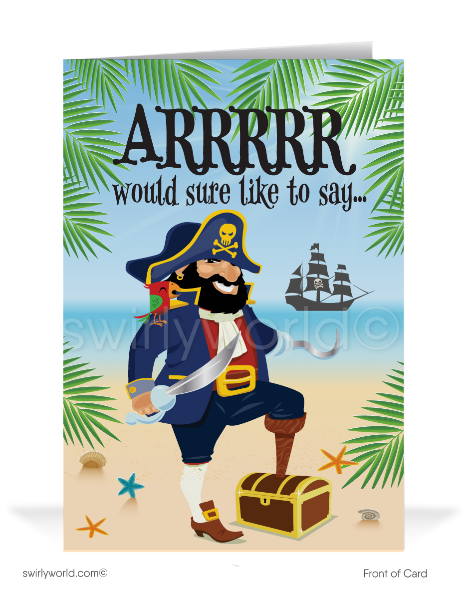 Funny Pirate Happy Father's Day Cards for Customers