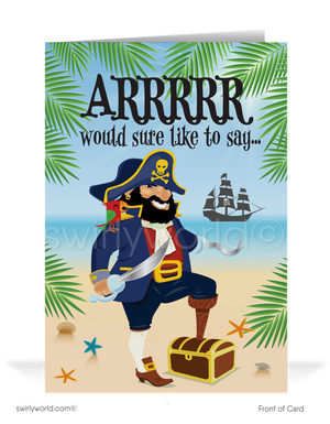 Funny Pirate Happy Father's Day Cards for Customers