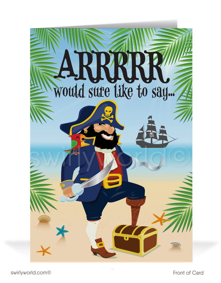 Funny Pirate Happy Father's Day Cards for Customers