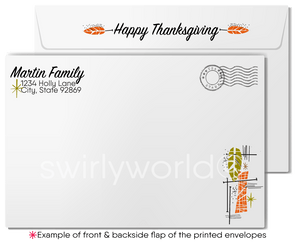 Retro Mid-Century Modern Thanksgiving Card with Geometric Tree Design