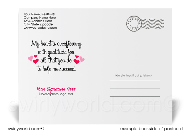 Cute Row of Houses Made of Hearts Digital Happy Valentine's Day Postcards for Realtors®