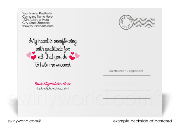 Dandelions with hearts blowing in wind; happy Valentine's Day postcards for business professionals.