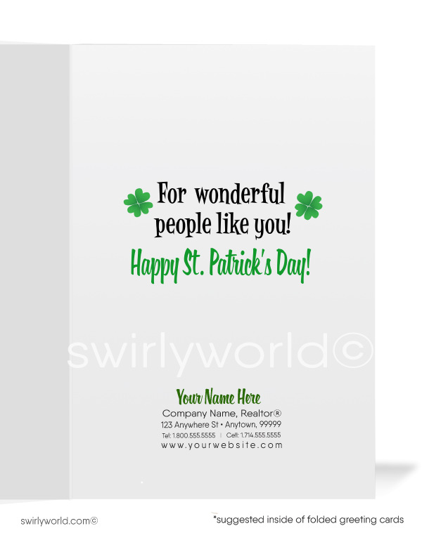 Celebrate St. Patrick’s Day with a custom greeting card! Featuring a cheerful leprechaun, rainbow & pot of gold, it's a fun way to spread luck & appreciation.